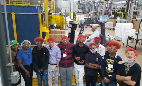 Student interns at BWAY construction site visit